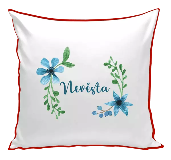 Polštář Nevěsta - modré květiny