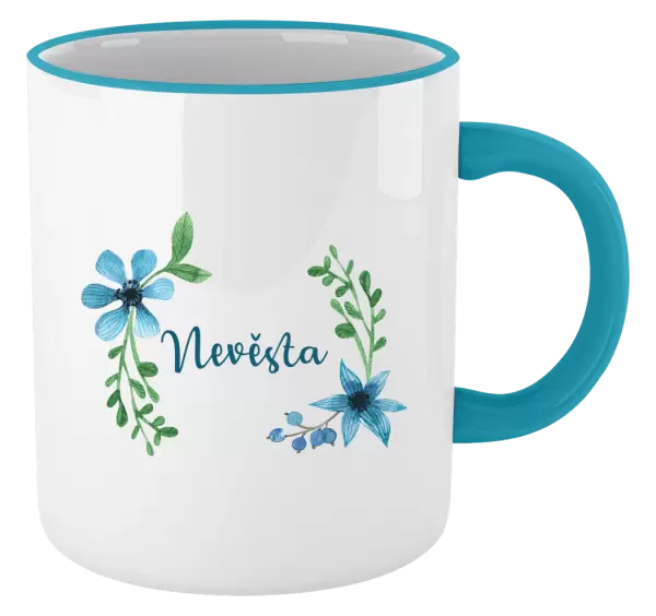 Hrnek Nevěsta - modré květiny