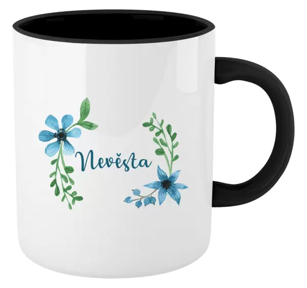 Hrnek Nevěsta - modré květiny