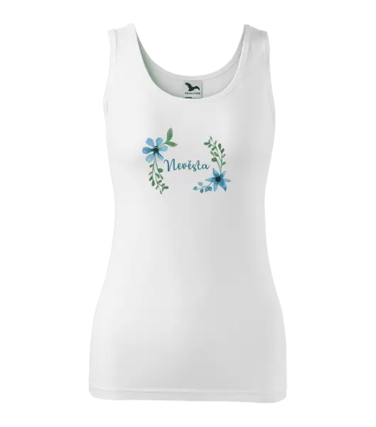 Dámské tílko Nevěsta - modré květiny