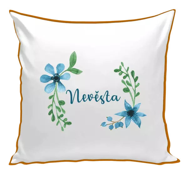 Polštář Nevěsta - modré květiny