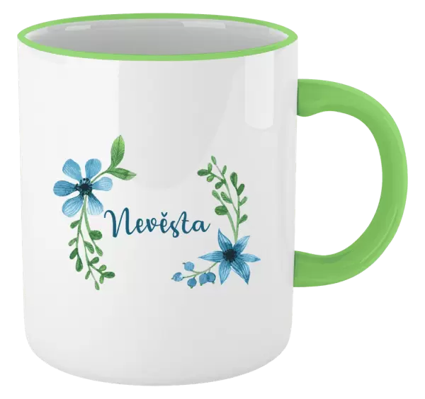 Hrnek Nevěsta - modré květiny