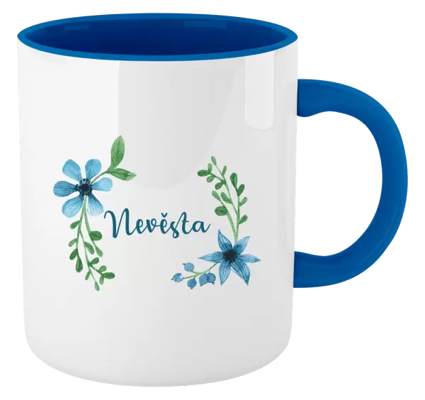 Hrnek Nevěsta - modré květiny