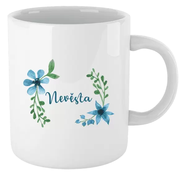 Hrnek Nevěsta - modré květiny