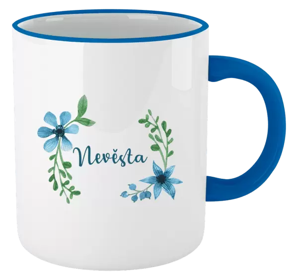 Hrnek Nevěsta - modré květiny
