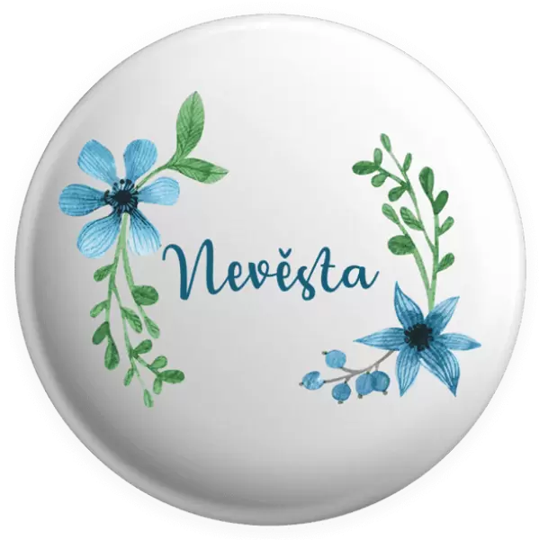 Placka Nevěsta - modré květiny