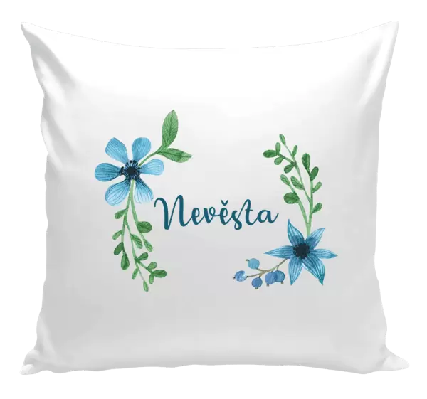 Polštář Nevěsta - modré květiny