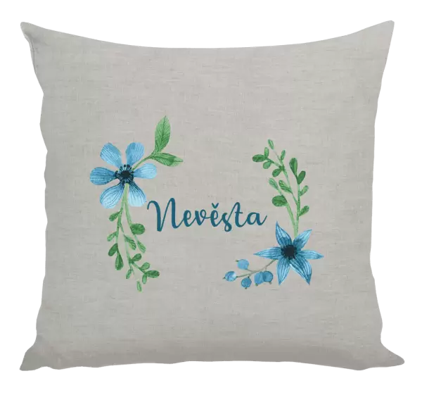 Polštář Nevěsta - modré květiny
