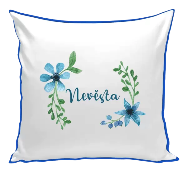 Polštář Nevěsta - modré květiny