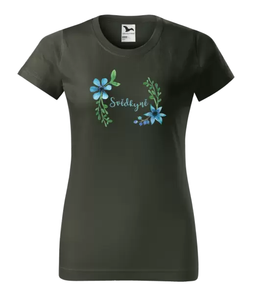 Dámské tričko Svědkyně - modré květiny