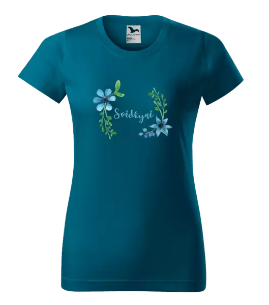 Dámské tričko Svědkyně - modré květiny