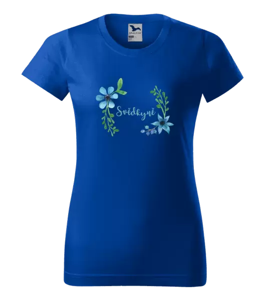 Dámské tričko Svědkyně - modré květiny
