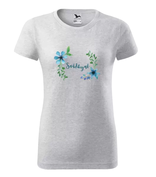 Dámské tričko Svědkyně - modré květiny