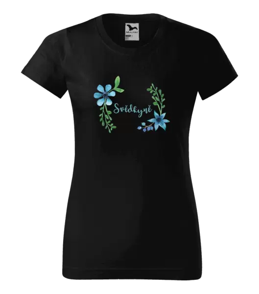 Dámské tričko Svědkyně - modré květiny