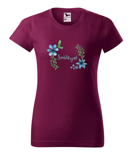 Dámské tričko Svědkyně - modré květiny