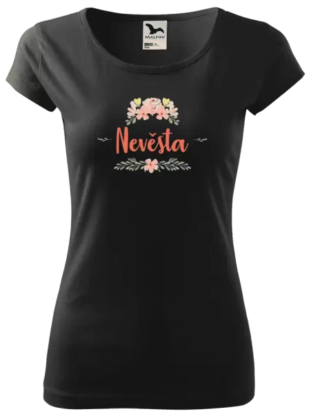 Dámské svatební tričko Nevěsta - oranžové květiny
