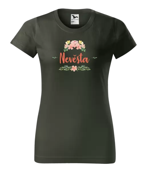 Dámské svatební tričko Nevěsta - oranžové květiny