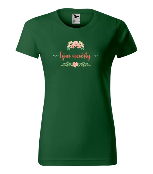 Dámské svatební tričko Tým nevěsty - oranžové květiny