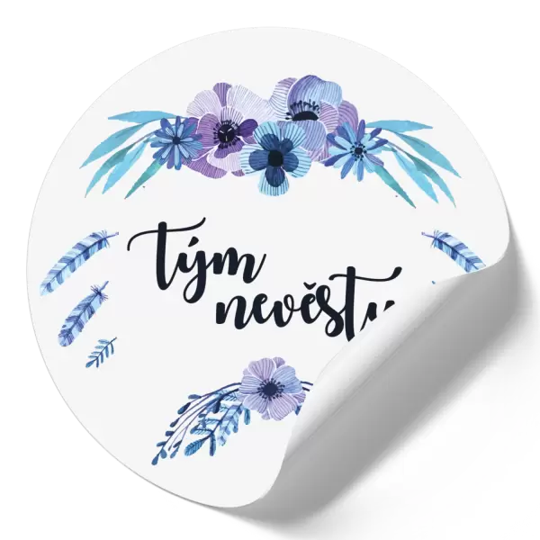 Samolepka Tým nevěsty - peříčka