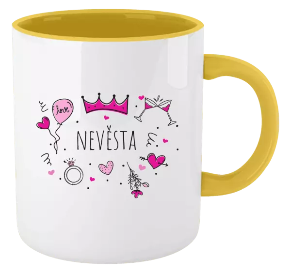 Hrnek Nevěsta - růžové ikonky