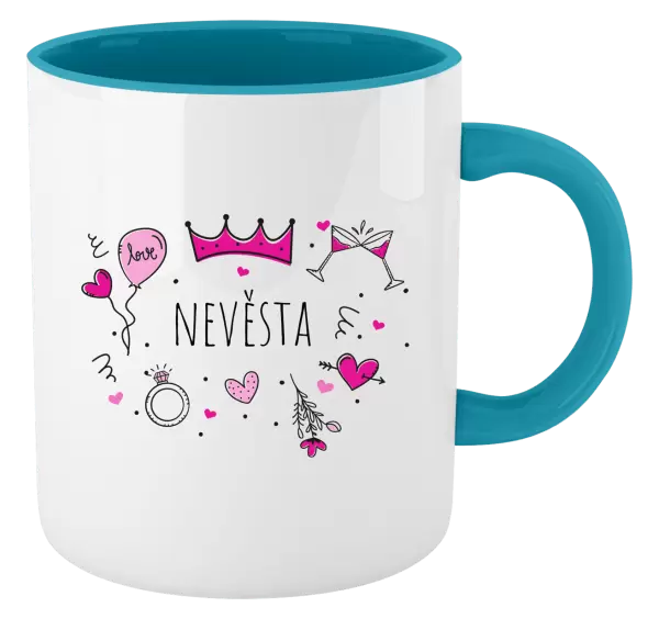 Hrnek Nevěsta - růžové ikonky