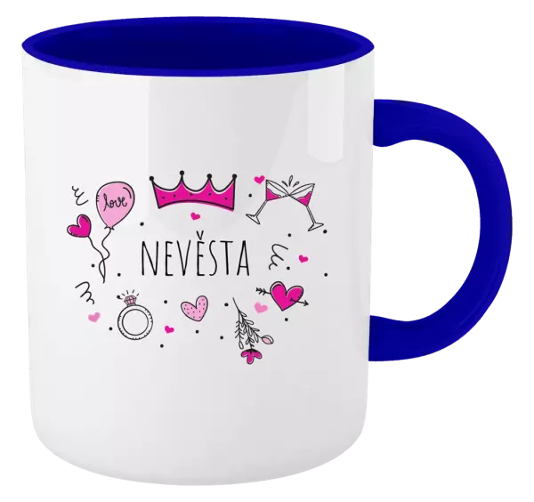 Hrnek Nevěsta - růžové ikonky