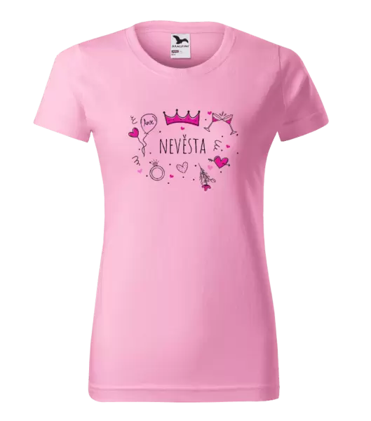 Dámské tričko Nevěsta - růžové ikonky