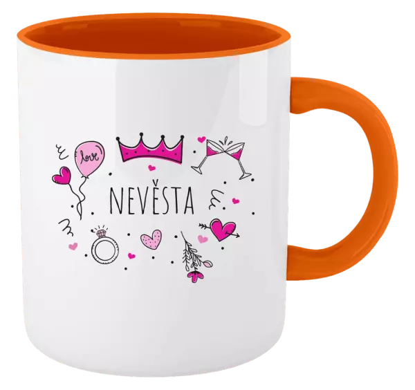 Hrnek Nevěsta - růžové ikonky