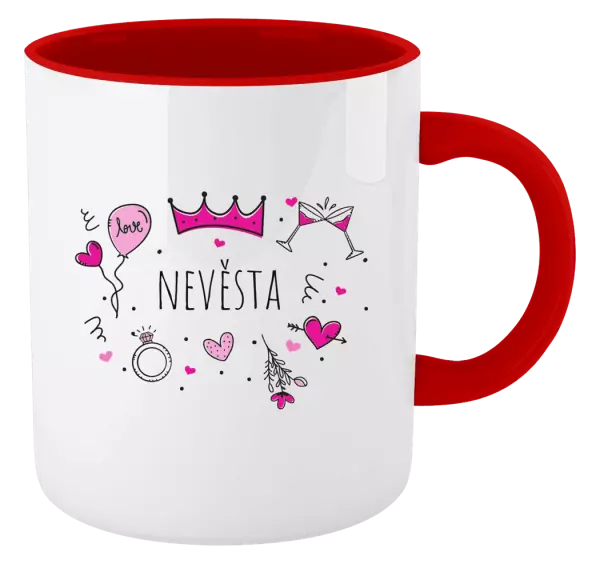 Hrnek Nevěsta - růžové ikonky