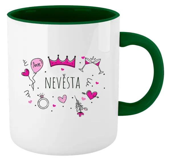 Hrnek Nevěsta - růžové ikonky