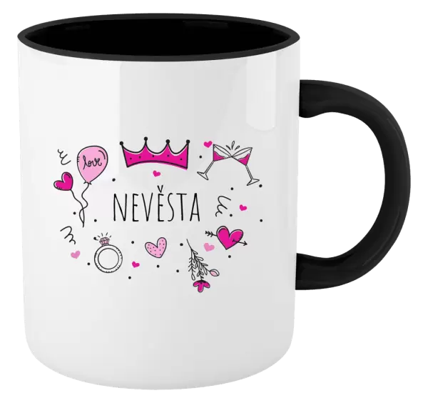 Hrnek Nevěsta - růžové ikonky