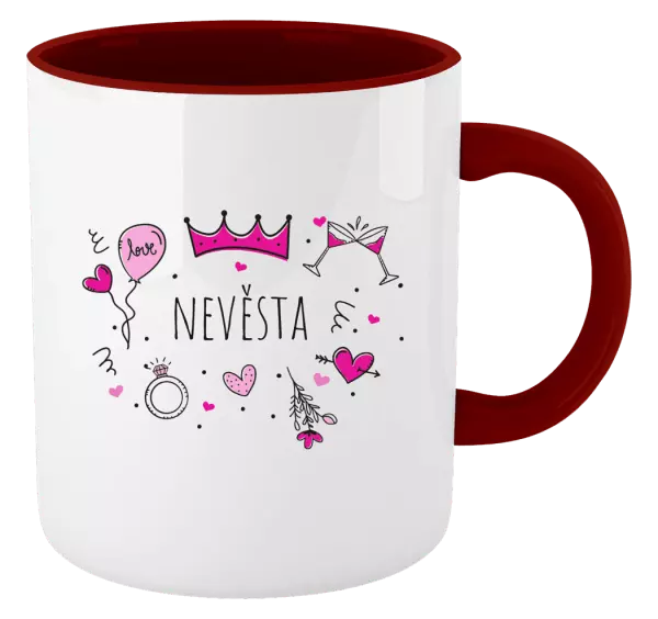 Hrnek Nevěsta - růžové ikonky