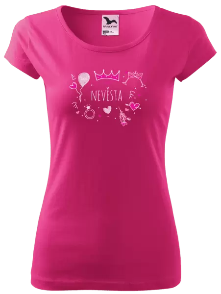 Dámské tričko Nevěsta - růžové ikonky