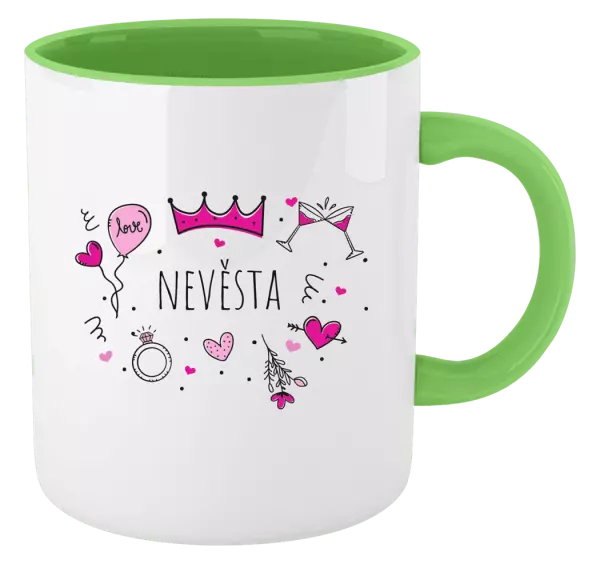 Hrnek Nevěsta - růžové ikonky