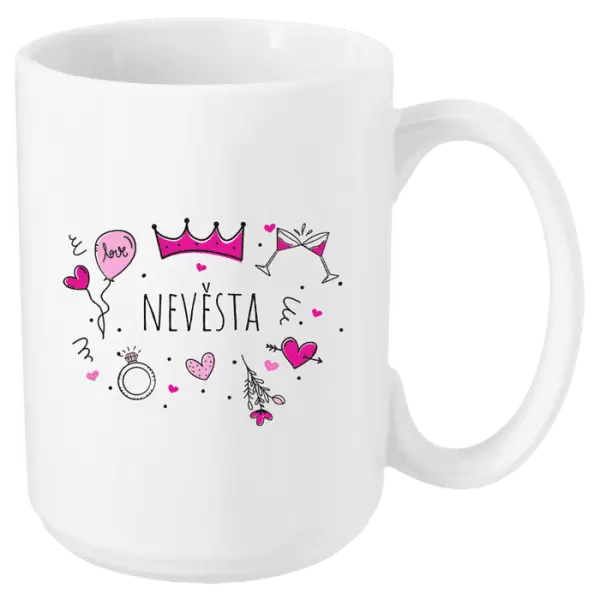 Hrnek Nevěsta - růžové ikonky