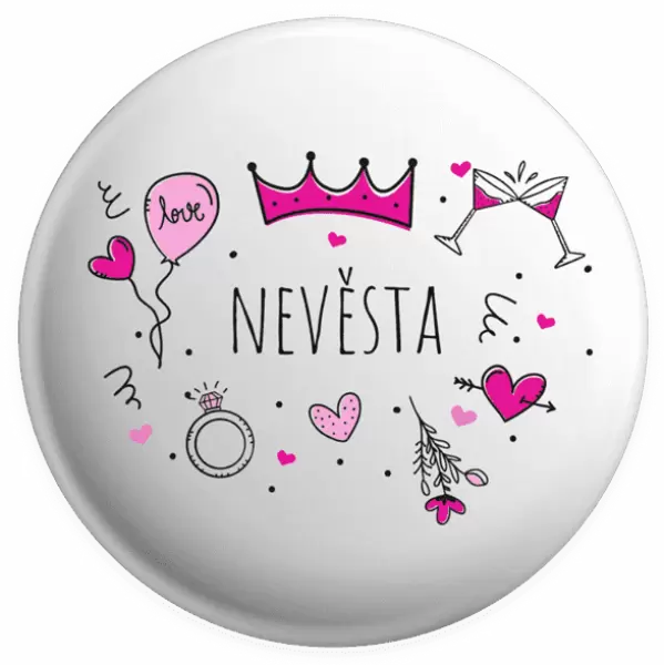 Placka Nevěsta - růžové ikonky