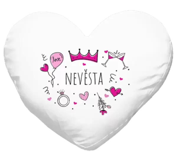 Polštář Nevěsta - růžové ikonky