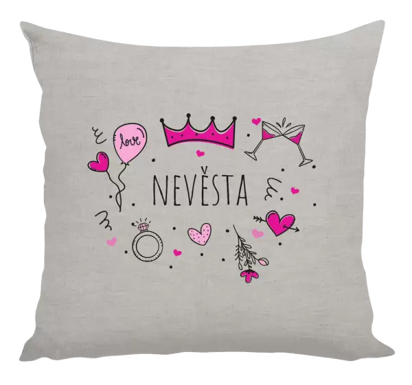 Polštář Nevěsta - růžové ikonky
