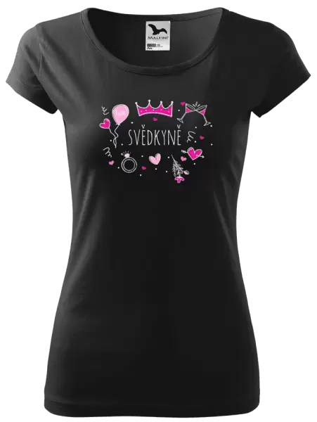 Dámské svatební tričko Svědkyně - růžové ikonky