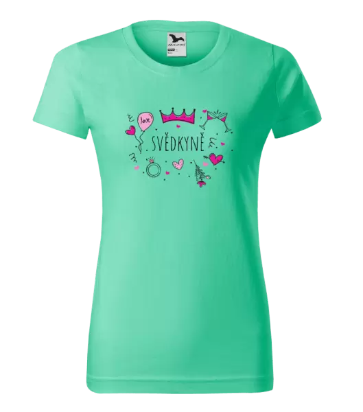 Dámské svatební tričko Svědkyně - růžové ikonky