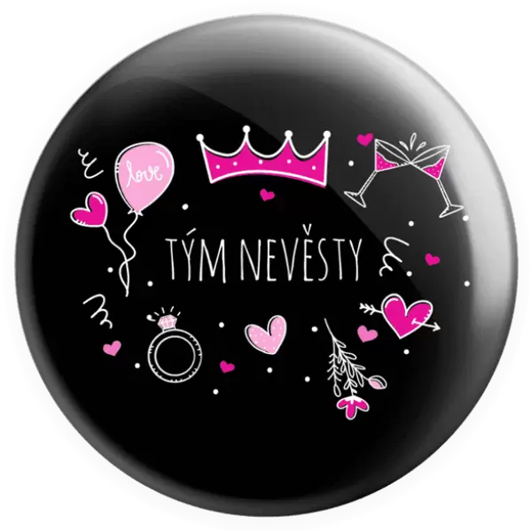 Placka Tým nevěsty - růžové ikonky