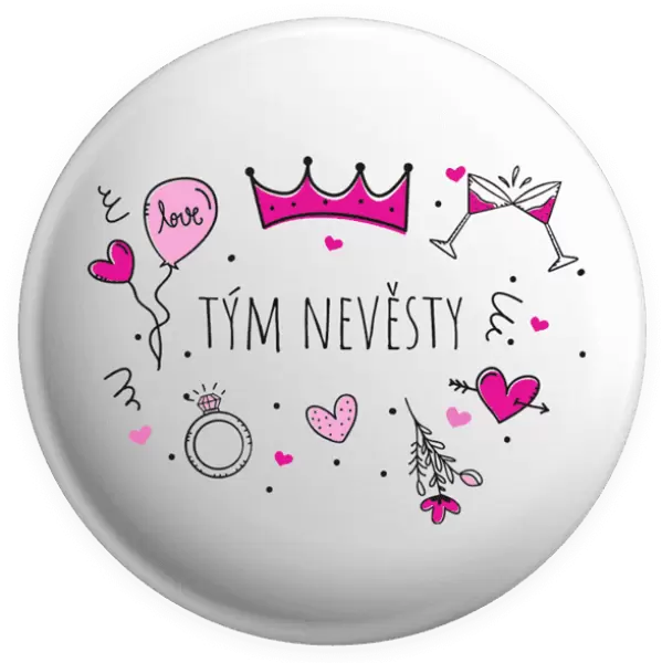 Placka Tým nevěsty - růžové ikonky