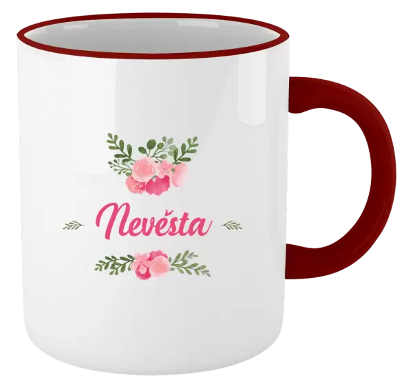 Hrnek Nevěsta - růžové květiny