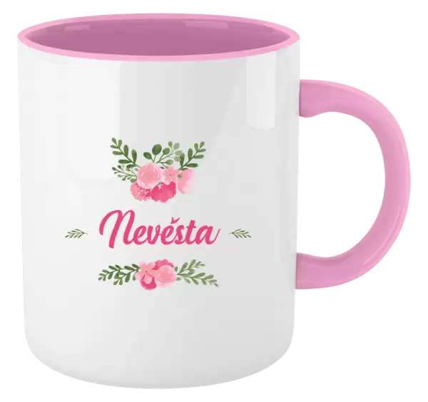 Hrnek Nevěsta - růžové květiny