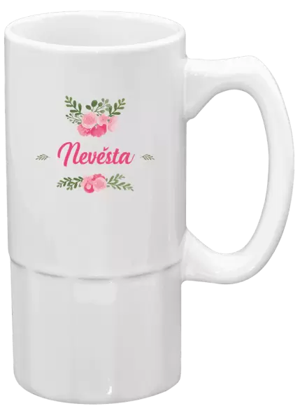 Půllitr Nevěsta - růžové květiny