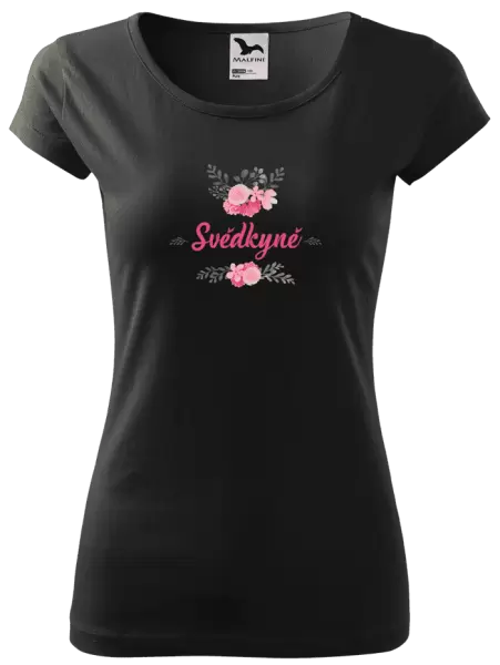 Dámské svatební tričko Svědkyně - růžové květiny