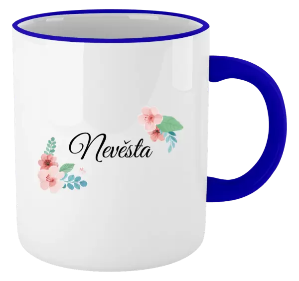 Hrnek Nevěsta - růžovomodré květiny