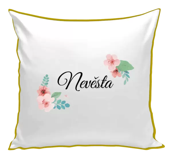 Polštář Nevěsta - růžovomodré květiny