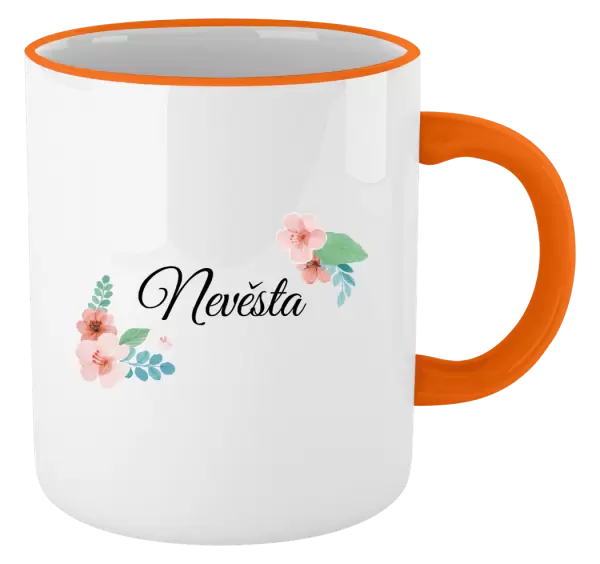 Hrnek Nevěsta - růžovomodré květiny