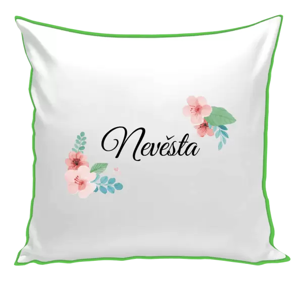 Polštář Nevěsta - růžovomodré květiny
